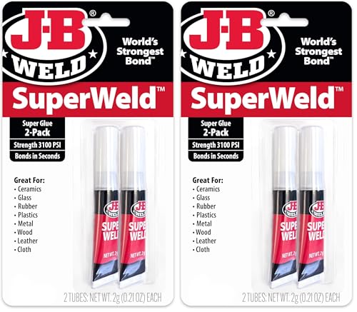 J-B Weld 33102 SuperWeld Glue - 2g Super Glue Tubes (Pack of 2) - size: 2 gram (Pack of 2)