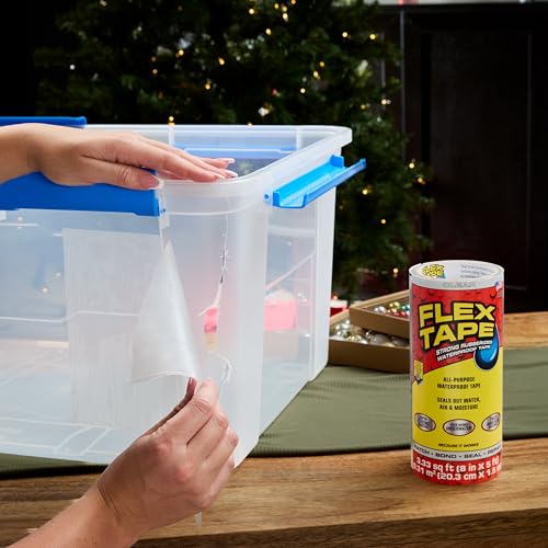 Flex Tape, Original Thick Flexible Rubberized Waterproof Tape - Seal and Patch Leaks, Works Underwater, Indoor Outdoor - Home RV Roof Plumbing and Pool Repairs, Clear, 8 in x 5 ft, Pack of 1 - size: 8" x 5' (Pack of 1)