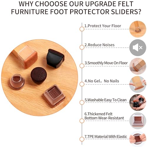 Silicone Chair Leg Floor Protectors with Felt, 16PCS Chair Leg Protectors for Hardwood Floors, Black Furniture Cup Chair Leg Covers to Protect Floors, Anti-Scratches&Noice(Round,Fit:1.1"-1.4") - size: L-16PCS-(Fit:1.1-1.4 inch)-Black