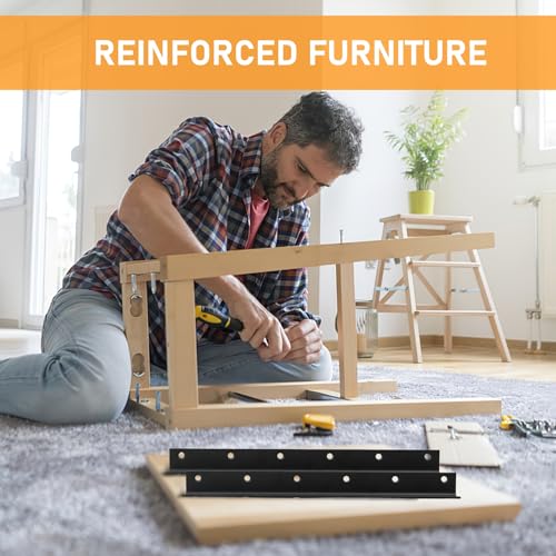 Raised Garden Bed Corner Brackets, 4pcs L Bracket, 90 Degree Angle Brackets, Black Metal Bed Corner Bracket Connectors for Furniture, Wood Frame, Shelf, Cabinet (275x25x25mm) - size: 275x25x25mm