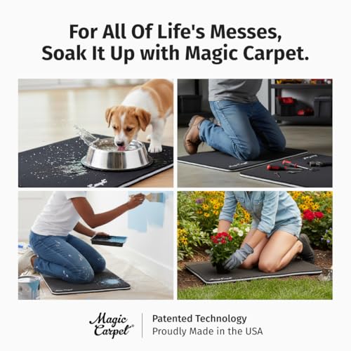 Magic Carpet® DIY Work Mat and Kneeling Pad (2-Pack) | 15.75″ × 21.25″ | Heavy-Duty Absorbent & Puncture-Resistant Pad for Garage, Crafts, & Gardening | Washable | Made in USA | Recycled Material - size: Small | 15.75" x 21.25"