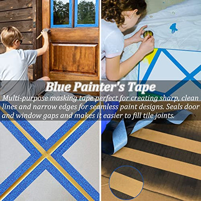 Blue Painters Tape, 20 Rolls Premium Masking Master Tape Painter Tape, Craft Adhesive Paint tape for Walls Painting, DIY Crafts Arts, Scrapbooking, Decoration, 1202yds=20*0.94in*60.1yds, Easy Removal - size: 20 Rolls, 0.94" x 60.1 Yds