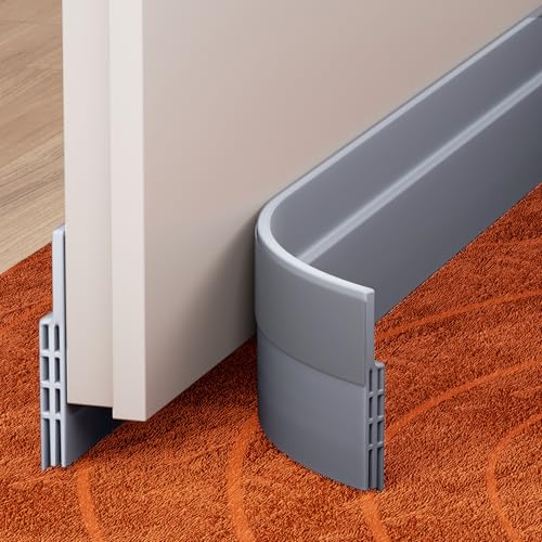 GroTheory 2 Pack Door Draft Stopper, Under Door Sweep for Exterior & Interior Doors, Weather Stripping Door Seal, Garage Window Blocker Noise Cold Air Insulation, Draft Guard Grey 2" W x 39" L - color: Gray