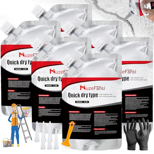 Asphalt Crack Filler, Self Leveling Asphalt Crack Sealant, Driveway Repair Sealer, Concrete Joint Filler for Slabs, Blacktop, Driveway,Walkway, Road,Patio(6 Pack,Black) - style: 6 Pcs,6.6LB