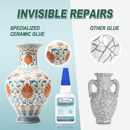 Ceramic Glue Clear 30g, Food Safe Glue for Ceramic Repair, Waterproof for Bonding Porcelain, Pottery & China, Dishes, Tiles, DIY Crafts,with Anti-Clog Cap - size: 30g, style: Ceramic Glue