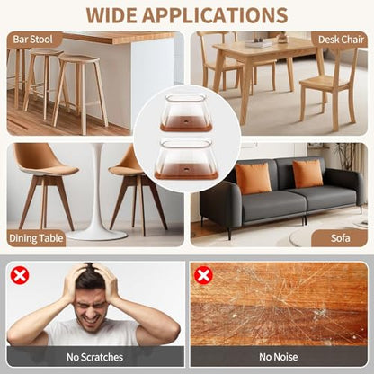 32Pcs Rectangle Chair Leg Floor Protectors for Hardwood Floor, Silicone Clear Felt Furniture Pads, No-Noise & Non-Slip Leg Caps, Kitchen Chair Rubber Mat Floor Protector(Fit: L 1.5"-2", W 0.75"-1") - size: Large