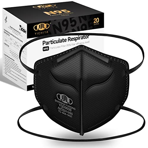N95 Mask NIOSH Approved 20-Pack, Particulate Respirator N95 Face Masks Universal Fit - Individually Wrapped, Black - color: 20 Pack - Black