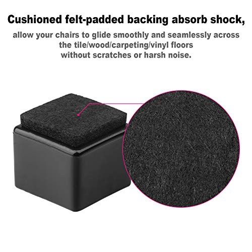 Anwenk 1''x1 Square Chair Leg Floor Protectors with Felt Pads 1inch 1 in Square Table Leg Protectors Chair Leg Caps Small, 16Pack, Black - color: 16pack 1"x1"feltpad-bk