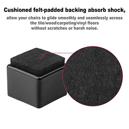 Anwenk 1''x1 Square Chair Leg Floor Protectors with Felt Pads 1inch 1 in Square Table Leg Protectors Chair Leg Caps Small, 16Pack, Black - color: 16pack 1"x1"feltpad-bk