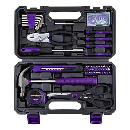 CARTMAN Home Tool Set Kit, Basic Household Hand Tools with Storage Case Purple - color: Purple&black