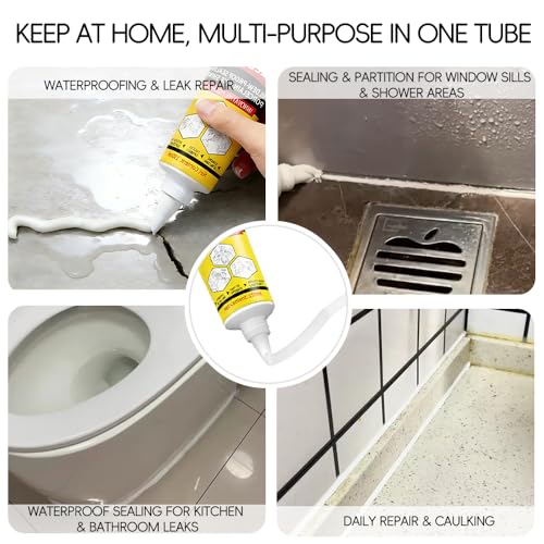Caulk,Waterproof Silicone Sealant, Fast Curing, Anti-Crack, Super Adhesion White Caulk, for Kitchen, Bathroom, Tile, Wall & Baseboard