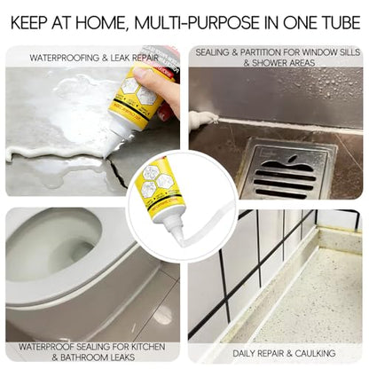 Caulk,Waterproof Silicone Sealant, Fast Curing, Anti-Crack, Super Adhesion White Caulk, for Kitchen, Bathroom, Tile, Wall & Baseboard