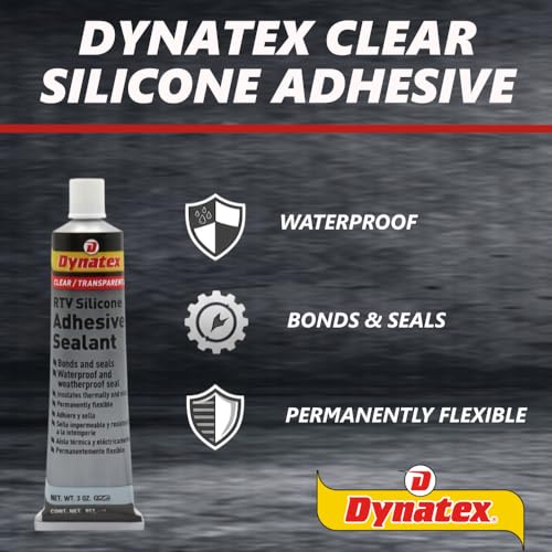 Dynatex 143372 Clear RTV Silicone Adhesive/Sealant, 85g Waterproof RTV Sealant, Single Component RTV Silicone Sealant, Permanent Flexibility, Insulates Thermally and Electrically