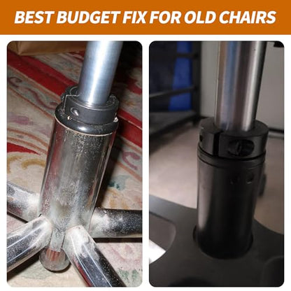 Office Chair Cylinder Clamp Fix Kit – Heavy Duty Steel Bracket to Stop Chair Sinking, Adjust Height Without Gas Lift Replacement, Office Chair Saver Kit, No Tools Required