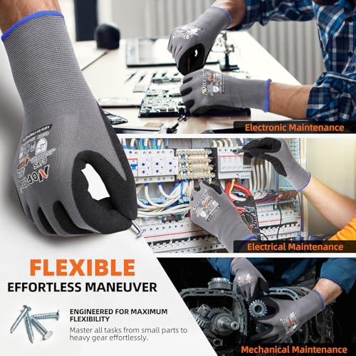Safety Work Gloves - 7 Pairs, Seamless Knit Glove with MicroFoam Nitrile Coated Smooth Grip on Palm & Fingers for Men and Women, Ideal for General Duty Work (M,Blue) - size: Medium, style: 7 Pairs,blue
