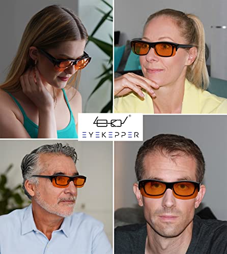 Eyekepper 100% Anti-Blue Light Blocking Fitover Glasses Wear Over Computer Glasses With Amber Lens - color: 1801-black Red-100% Blue Light Blocking