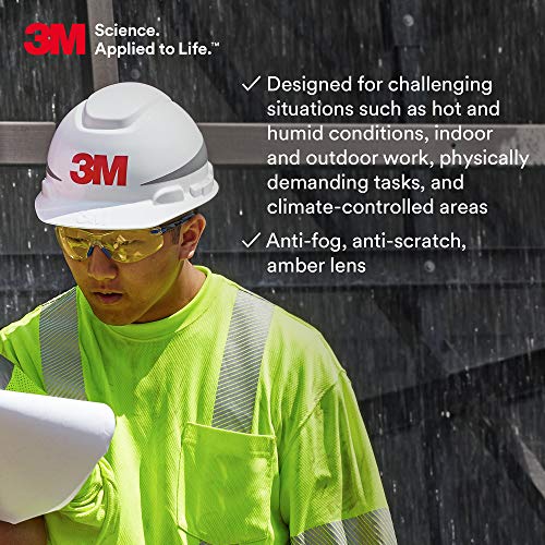 3M Safety Glasses Solus 1000 Series ANSI Z87 Scotchgard Anti-Fog Amber Lens Blue/Black Frame - size: Single, style: Amber Lens, Blue/Black Frame