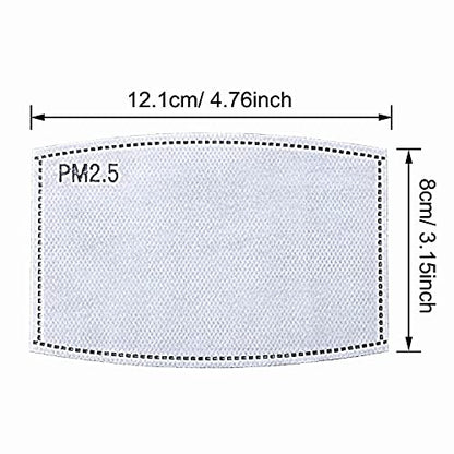 100 Pcs Activated Carbon PM2.5 Mask Filter Paper 5 Layers Replacement PM 2.5 Face Filter Insert