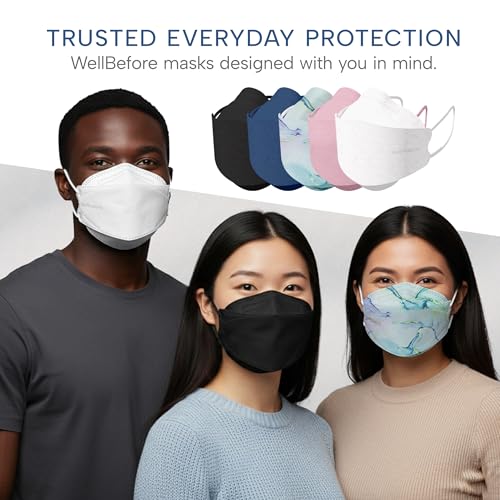 Well Before Welcome Series 3D KN95 Face Mask, Regular, Pack of 50 - color: Black