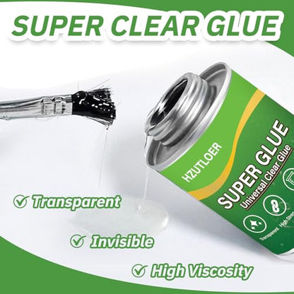 Super Glue,Clear Glue with Brush,4 oz All Purpose Strong Adhesive,Instant Superglue Multi-Purpose Glue for Wood,Ceramic,Leather,Plastic,Glass,Metal,Rubber,DIY Crafts