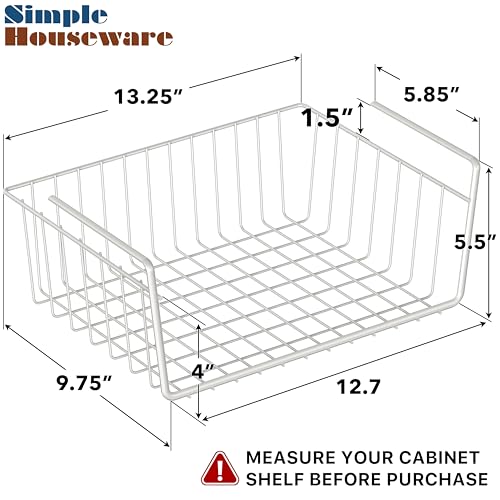 Simple Houseware 6PK Under Shelf Basket, White - size: 6 Pack