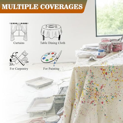Canvas Drop Cloth for Painting 12x15 ft, Extra Large Cotton Painters Drop Cloth for Painting, Washable Reusable Canvas Tarp for Floor Furniture Protection, Drop Cloth for Home Improvement Renovation - size: 12 X 15 ft