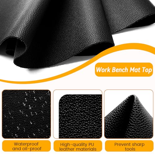 U0U 47.2" x17.3" Workbench Mat,Black PU Leather Work Bench Mat Top,DIY Worktable Mat Workbench Cover for Protects Work Bench Tabletop Countertop (Black, 47.2" x17.3")