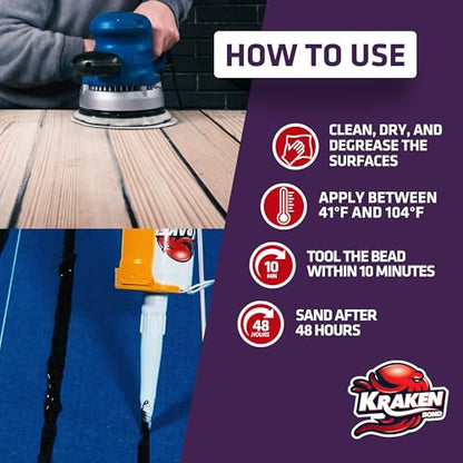 Kraken Bond Black Marine Sealant 5200 - (12x9.8 Fl. Oz) Fast Dry UV Resistant Marine Grade Caulk, Low Odor, Paintable, Waterproof for Boat Maintenance and All Weather Conditions, 12 Pack - size: 12 Pack