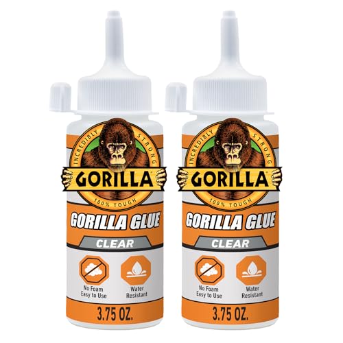 Gorilla Clear Glue, 3.75 Ounce Bottle (Pack of 2) - Crystal Clear, All Purpose, and Water Resistant - size: 2 - Pack, style: 3.75 Ounce