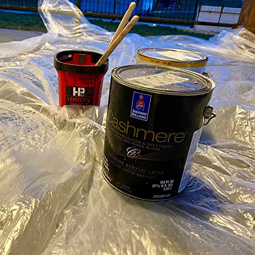 Clear Plastic Sheeting Drop Cloths for Painting, 5 Pcs 9x12ft Plastic Tarp Waterproof Dustproof Almost Tear Resistance Multi-Purpose Furniture Cover Floor Wall Protection Film