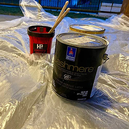 Clear Plastic Sheeting Drop Cloths for Painting, 5 Pcs 9x12ft Plastic Tarp Waterproof Dustproof Almost Tear Resistance Multi-Purpose Furniture Cover Floor Wall Protection Film