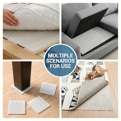 Non Slip Rug Pad Gripper for Hardwood Floors, 9x12 FT Anti Slide Rug Underlay, Eco Safe Odor Free, Cushioned Floor Protector, Cut-to-Size Multi-Purpose Pad - size: 9' x 12' (Rectangular)