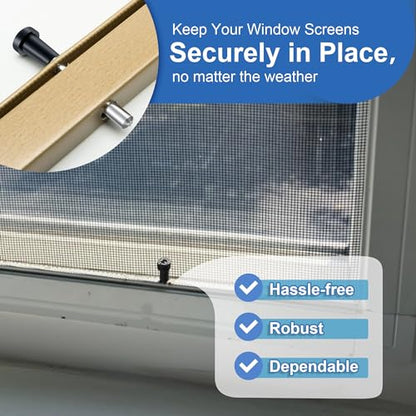 25 Pack Window Screen Plunger Latches with Caps, 5/32" X 1-1/2", Aluminum Window Screen Plunger Pins, Secure Screens in Place (Black) - color: Black