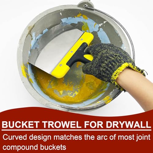 Drywall Hand Tool Kit, 10 Pieces Stainless Steel Drywall Knife Set Include Putty Knife, Taping Knifes, Painter Scraper, 14" Mud Pan & 6" Scoop for Joint Taping, Finishing, Patching - size: Drywall Knife Set, 10pcs