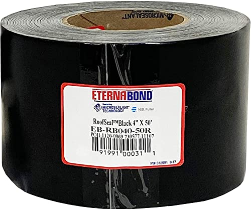 EternaBond RoofSeal Black 4" x50' MicroSealant UV Stable RV Roof Seal Repair Tape | 35 mil Total Thickness - EB-RB040-50R - One-Step Durable, Waterproof and Airtight Sealant - color: Black, size: 4" x 50'
