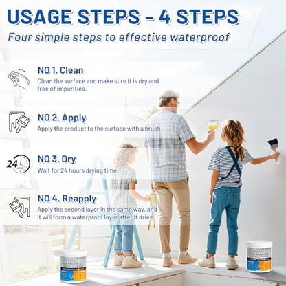 Liquid Waterproof Sealant 70oz Clear, LUVBOATE Transparent Waterproof Coating Water-Based Invisible Repairing Leak Agent Roofs, Walls, Bathroom, Kitchen Indoor & Outdoor