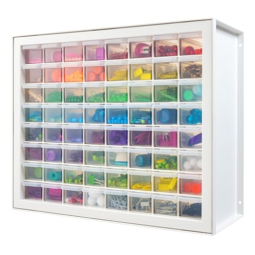 IRIS USA Small Parts Storage Cabinet, Made in USA, 64-Drawer Organizer Chest for Hardware, Screws, Nuts & Bolts, Charms, Beads, Craft Supplies, Scrapbook & Hobby Storage, Teacher Toolbox – White - color: White, size: 64 Drawer