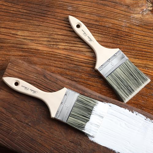 Bates- Double Thick Chip Paint Brush, 3 Inch, 2 Pack, Wooden Handle, Flat Paint Brushes for Walls and Trim, Synthetic Bristles