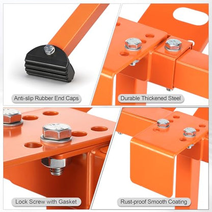 Ladder Stabilizer with Tool Tray & Hook, Heavy Duty Steel Extension Ladder Stabilizer for Roof Gutter/Wall, Stable Ladder Standoff with Wing Span and Non-Slip Rubber Feet, Ladder Accessories