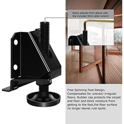 LOSCHEN 4 PCS Heavy Duty Adjustable Leveling Feet for Furniture,Hexagon Nuts Lock Furniture Legs Levelers,for Table, Cabinets, Workbench,Shelving Units and More - size: 4 Pcs