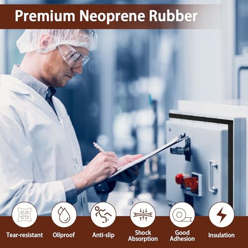 Neoprene Rubber Strips, 1/2" Wide X 1/16" Thick X 115" Long Adhesive Solid Rubber Strips Sheet, Rolls & Strips Gasket Strip with Adhesive Backing for Crafts, DIY, Warehouse Floor, Liner, Seal - size: 1/2" Wide X 1/16" Thick X 115" Long