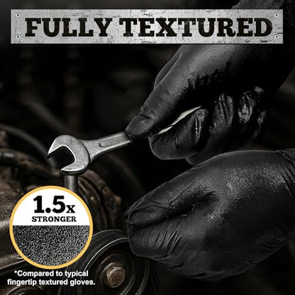 TitanFlex Heavy Duty Black Nitrile Gloves, 6 Mil, Fully Textured, Mechanic Disposable Gloves, Latex Free, Powder Free - color: 04 Black (Xl, 100ct)