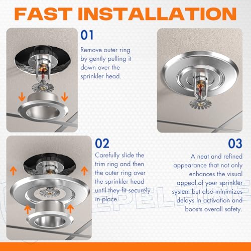 Extension Trim Ring for Recessed Fire Sprinkler Escutcheons - Chrome Oops Ring Cover Holes Up to 5 Inches when Paired with Recessed Escutcheon - Covers Miscuts, Damaged Drywall Around Sprinkler Heads - color: Chrome, size: 12-Pack