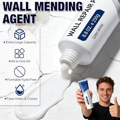 2Pcs Drywall Repair Kit,Quick Drying Wall Mending Agent, Wall Repair Paste Tube - Wall Repair Paste,for Holes & Cracks, Multi-Functional Drywall Patch Paste Repair Kit for DIY Home Fix