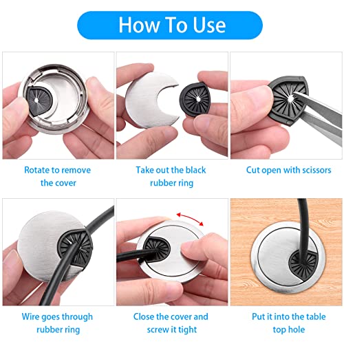 4 Pack 2 Inch Metal Desk Grommet for Wire Organizer, Brushed Silver - color: Silver-4pack