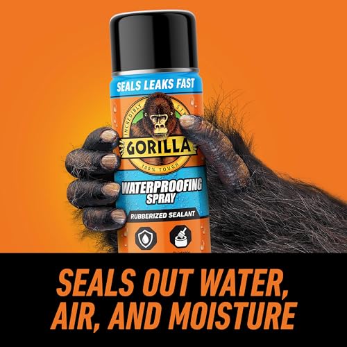 Gorilla Waterproofing Spray, Rubberized Sealant, Black, 16 Ounce (Pack of 2) - Seals Out Water, Air, and Moisture - color: Black, size: 2 - Pack