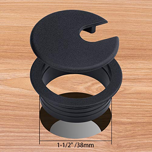 15 Pack 1.5 Inch Desk Cable Hole Cover Grommet - Plastic Wire Cord, Black - color: Black-1.5Inch