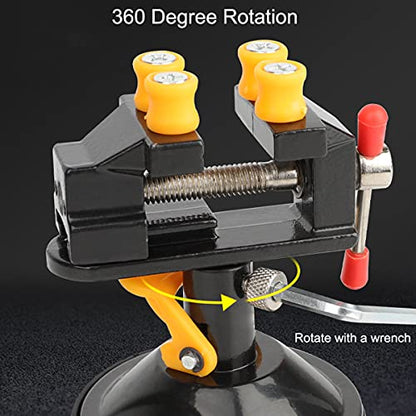 Universal Mini Table Vise Clamp 360° Suction Vice Clamp Drill Press Vise Table Bench Vice Craft Vise DIY Sculpture Craft Carving Tool for Jewelry Watch Walnut