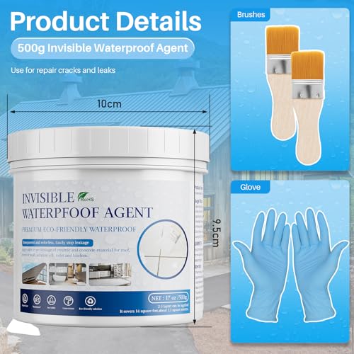 Invisible Waterproof Agent 17.6 Oz, Transparent Waterproof Coating Adhensive Leak Repairing, Water-Based Clear Liquid Water Proof Sealant - style: 17.6 OZ
