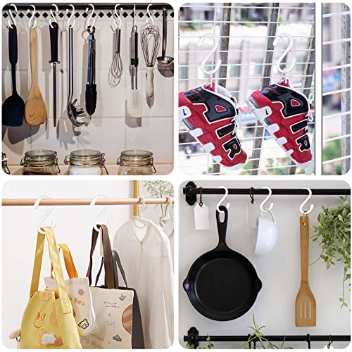 DINGEE White S Hooks, 3 Inch Vinyl Coated S Hook for Hanging Plants,10 Pack Non Slip Heavy Duty Small Rubber Coated Closet S Hook for Hanging Jeans Plants Jewelry Pot Pan Cups Towels - color: White